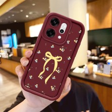 Ucuc Oppo RENO14 Pro Uyumlu Darbeye Dayanıklı Kamera Korumalı Bordo Silikon Baskı Desenli Kılıf