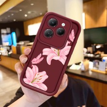 Ucuc Infinix Hot 40/hot 40 Pro Uyumlu Darbeye Dayanıklı Kamera Korumalı Bordo Silikon Baskı Desenli Kılıf