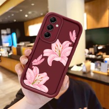 Ucuc Samsung Galaxy M14 5g Uyumlu Darbeye Dayanıklı Kamera Korumalı Bordo Silikon Baskı Desenli Kılıf