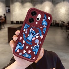 Ucuc Oppo RENO14 Pro Uyumlu Darbeye Dayanıklı Kamera Korumalı Bordo Silikon Baskı Desenli Kılıf
