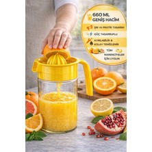 Open Home Concept Sarı Narenciye Sıkacağı Manuel Meyve Sıkacak Portakal Limon Sıkacağı Hazneli Pratik 660 ml