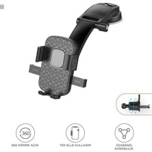 Başkenttekno Telefon Tutucu 2si1 Arada Vakumlu Ev Ofis Araç Içi Oto Aksesuarları JX066 Siyah