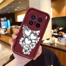 Ucuc Vivo X200 Pro Uyumlu Darbeye Dayanıklı Kamera Korumalı Bordo Silikon Baskı Desenli Kılıf