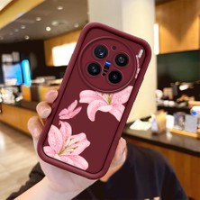 Ucuc Vivo X200 Pro Uyumlu Darbeye Dayanıklı Kamera Korumalı Bordo Silikon Baskı Desenli Kılıf