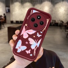 Ucuc Xiaomi Poco C75 Uyumlu Darbeye Dayanıklı Kamera Korumalı Bordo Silikon Baskı Desenli Kılıf