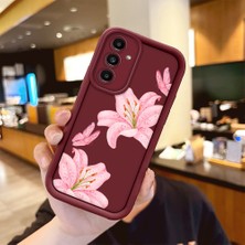 Ucuc Samsung Galaxy A13 5g Uyumlu Darbeye Dayanıklı Kamera Korumalı Bordo Silikon Baskı Desenli Kılıf
