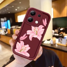Ucuc Xiaomi Redmi Note 13 4g Uyumlu Darbeye Dayanıklı Kamera Korumalı Bordo Silikon Baskı Desenli Kılıf