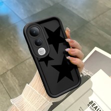 Ucuc Vivo V50 Lite 4g/5g Uyumlu Siyah Silikon Şık Baskı Kılıf Darbeye Dayanıklı Kamera Korumalı