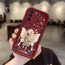 Ucuc Samsung Galaxy S21 Fe 5g Uyumlu Darbeye Dayanıklı Kamera Korumalı Bordo Silikon Baskı Desenli Kılıf