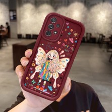 Ucuc Samsung Galaxy A72 5g Uyumlu Darbeye Dayanıklı Kamera Korumalı Bordo Silikon Baskı Desenli Kılıf