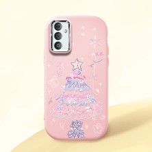 Ucuc Samsung Galaxy M23/M13 Uyumlu Darbe Emici Kamera Korumalı Pembe Silikon Özel Baskı Desenli Kılıf