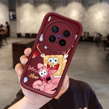 Ucuc Vivo X300 Pro Uyumlu Darbeye Dayanıklı Kamera Korumalı Bordo Silikon Baskı Desenli Kılıf