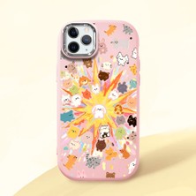 Ucuc iPhone 11 Pro Uyumlu Darbe Emici Kamera Korumalı Pembe Silikon Özel Baskı Desenli Kılıf