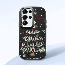 Ucuc Samsung Galaxy S25 Ultra Uyumlu Darbe Emici Kamera Korumalı Siyah Silikon Özel Baskı Desenli Kılıf