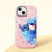 Ucuc iPhone 13/14 Uyumlu Darbe Emici Kamera Korumalı Pembe Silikon Özel Baskı Desenli Kılıf