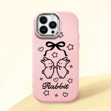 Ucuc iPhone 12/12 Pro Uyumlu Darbe Emici Kamera Korumalı Pembe Silikon Özel Baskı Desenli Kılıf