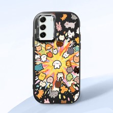 Ucuc Samsung Galaxy S21 Fe Uyumlu Darbe Emici Kamera Korumalı Siyah Silikon Özel Baskı Desenli Kılıf