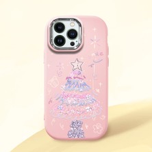 Ucuc iPhone 14 Pro Uyumlu Darbe Emici Kamera Korumalı Pembe Silikon Özel Baskı Desenli Kılıf