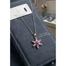 Luminars Pembe Taşlı Lotus Çelik Kolye