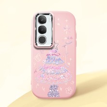 Ucuc Vivo Y19S 4G/Y19S Pro Uyumlu Darbe Emici Kamera Korumalı Pembe Silikon Özel Baskı Desenli Kılıf