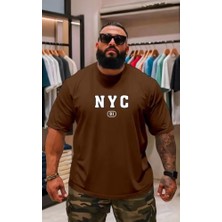 Punix Punıx Büyük Beden Bıg Sıze Battal Nyc Baskılı Pamuk Dokuma Yazlık Rahat Kalıp Erkek T-Shırt