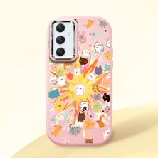 Ucuc Samsung Galaxy A54 Uyumlu Darbe Emici Kamera Korumalı Pembe Silikon Özel Baskı Desenli Kılıf
