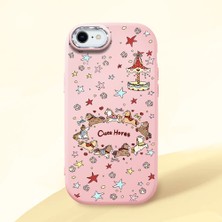 Ucuc iPhone 7/8/se 2020 2022 Uyumlu Darbe Emici Kamera Korumalı Pembe Silikon Özel Baskı Desenli Kılıf