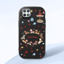 Ucuc Oppo A15/A15S Uyumlu Darbe Emici Kamera Korumalı Siyah Silikon Özel Baskı Desenli Kılıf