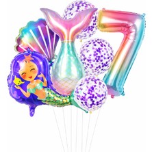 Bkmc Deniz Kızı Kuyruğu Deniz Kabuğu Temalı Doğum Günü Balon Seti Konfeti Balon Parti Süsleri