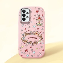 Ucuc Samsung Galaxy A23 4g/5g Uyumlu Darbe Emici Kamera Korumalı Pembe Silikon Özel Baskı Desenli Kılıf