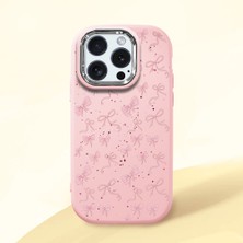 Ucuc iPhone 15 Pro Uyumlu Darbe Emici Kamera Korumalı Pembe Silikon Özel Baskı Desenli Kılıf