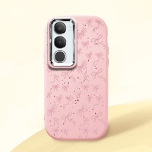 Ucuc Vivo Y19S 4G/Y19S Pro Uyumlu Darbe Emici Kamera Korumalı Pembe Silikon Özel Baskı Desenli Kılıf