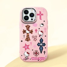 Ucuc iPhone 14 Pro Max Uyumlu Darbe Emici Kamera Korumalı Pembe Silikon Özel Baskı Desenli Kılıf