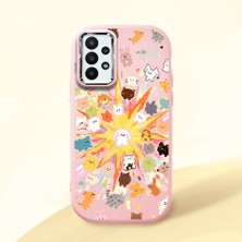 Ucuc Samsung Galaxy A23 4g/5g Uyumlu Darbe Emici Kamera Korumalı Pembe Silikon Özel Baskı Desenli Kılıf