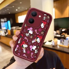 Ucuc Vivo Y27 5G/Y27S Uyumlu Darbeye Dayanıklı Kamera Korumalı Bordo Silikon Baskı Desenli Kılıf