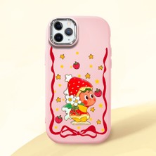 Ucuc iPhone 11 Pro Uyumlu Darbe Emici Kamera Korumalı Pembe Silikon Özel Baskı Desenli Kılıf
