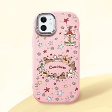 Ucuc iPhone 12 Mini Uyumlu Darbe Emici Kamera Korumalı Pembe Silikon Özel Baskı Desenli Kılıf