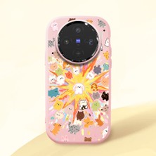 Ucuc Vivo X300 Uyumlu Darbe Emici Kamera Korumalı Pembe Silikon Özel Baskı Desenli Kılıf