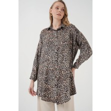 Trend Cojans 5944 Desenli Uzun Gömlek Tunik - C. Kahverengi