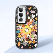 Ucuc Vivo Y19S 4G/Y19S Pro Uyumlu Darbe Emici Kamera Korumalı Siyah Silikon Özel Baskı Desenli Kılıf