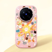 Ucuc Vivo X200 Pro Uyumlu Darbe Emici Kamera Korumalı Pembe Silikon Özel Baskı Desenli Kılıf