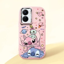 Ucuc Vivo Y16/Y02S Uyumlu Darbe Emici Kamera Korumalı Pembe Silikon Özel Baskı Desenli Kılıf