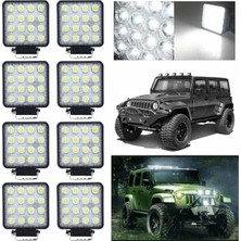 8 Adet 16 LED Kare Off Road Sis Fari Çalışma Projektörleri Seti