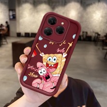 Ucuc Tecno Spark 20 Pro Uyumlu Darbeye Dayanıklı Kamera Korumalı Bordo Silikon Baskı Desenli Kılıf