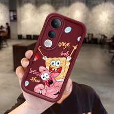 Ucuc Vivo V50 Lite 4g/5g Uyumlu Darbeye Dayanıklı Kamera Korumalı Bordo Silikon Baskı Desenli Kılıf