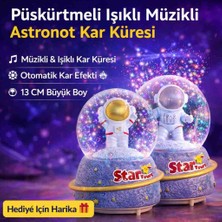 Püskürtmeli Işıklı Müzikli Astronot Kar Küresi 13 cm LED Dekoratif Hediye