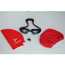 PremiumPort 4'lü Profesyonel Yüzücü Gözlüğü Seti, Yedek Burun Aparatlı ve Silikon Bone