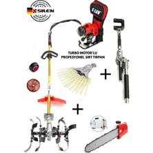 Silen Turbo Motorlu Benzinli Sırt Tırpan + Profesyonel Bahçıvan Set 6,8 Hp