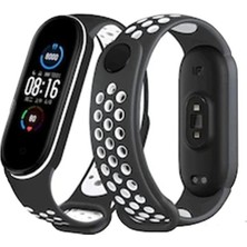 Hayat Store Xiaomi Mi Band 4 Spor Delikli Kordon (Saat Değildir) - Siyah-Beyaz