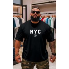 Punix Punıx Büyük Beden Bıg Sıze Battal Nyc Baskılı Pamuk Dokuma Yazlık Rahat Kalıp Erkek T-Shırt